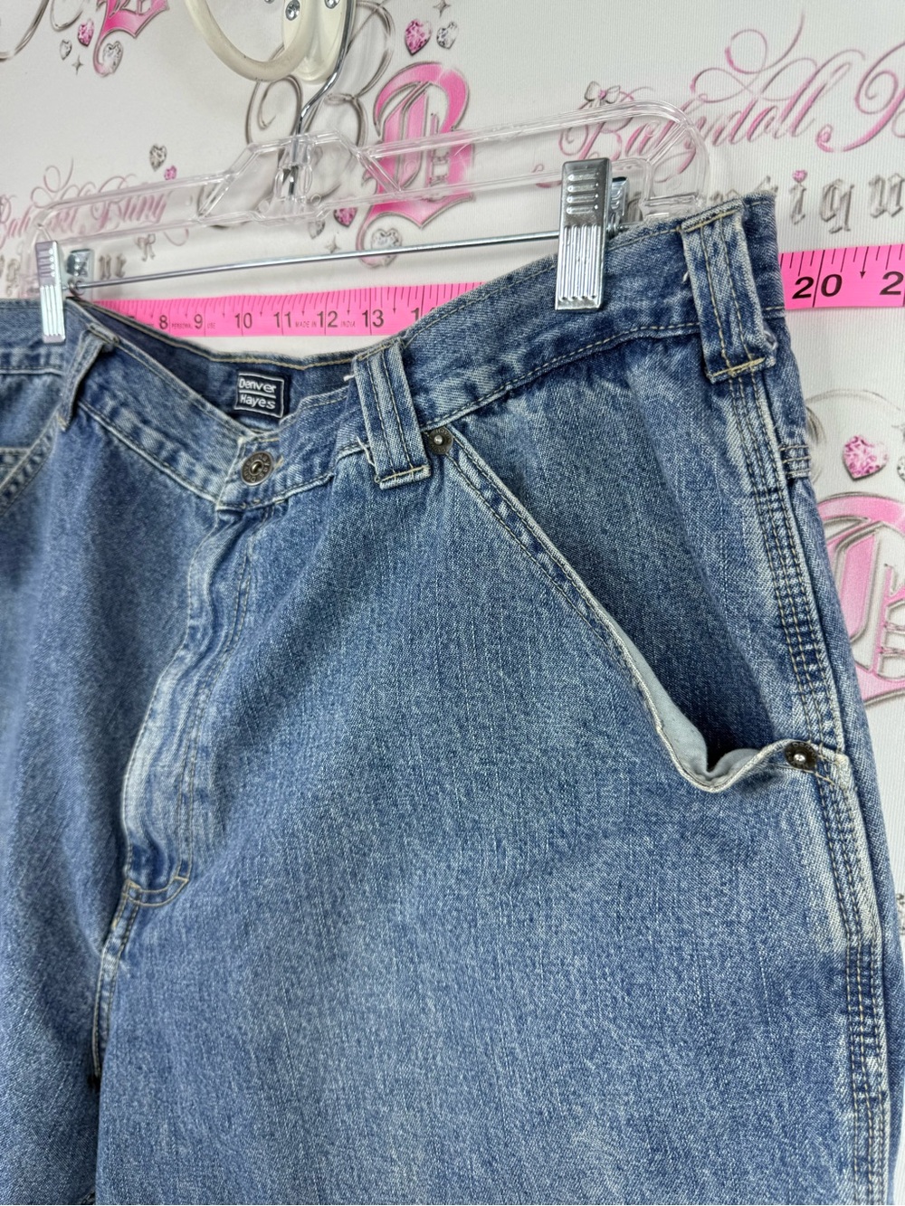 Denver Hayes shorts vintage retro  Light Blue Denim Shorts - Picture 4 of 9